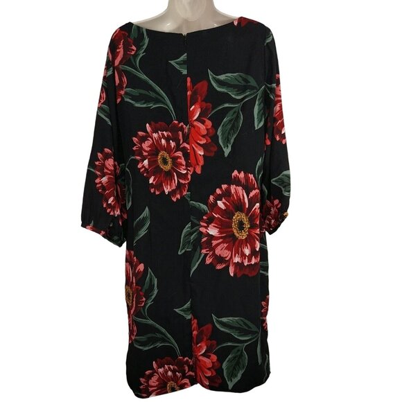 Ignite Evenings Cocktail Dress Boatneck Women Size 14W Black Red Floral FLAW - Picture 4 of 9
